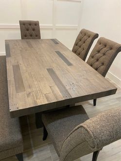 Rustic Wood Dining Table with Dark Metal Legs