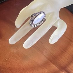 RELIOS💥VINTAGE~RARE💥Sterling Silver Mother Pearl Size 5.5
