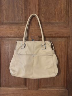 Tignanello Beige Leather Shoulder Bag