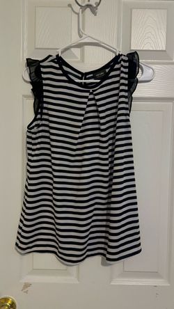 Striped Sleeveless Top with Ruffle Shoulders