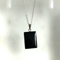 Onyx gemstone silver Necklace Pendant jewelry 