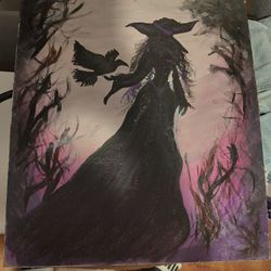 Hand Painted Witch Picture 