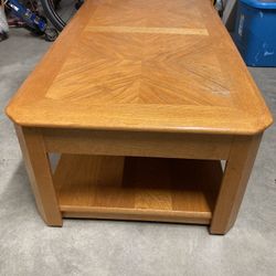 Wooden Table, Hidden Compartments, Multiple Heights