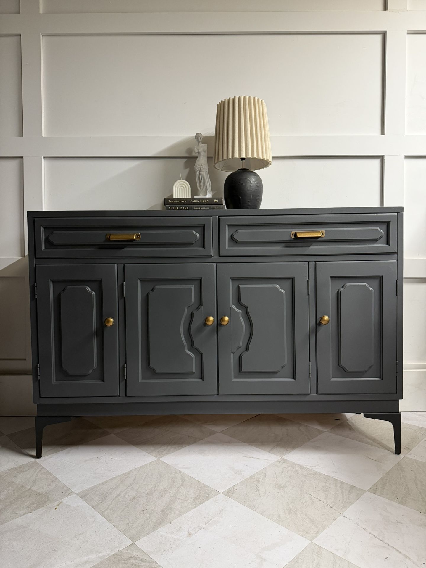 Stunning Gray Bernard Console / Buffet / Credenza / TV Stand