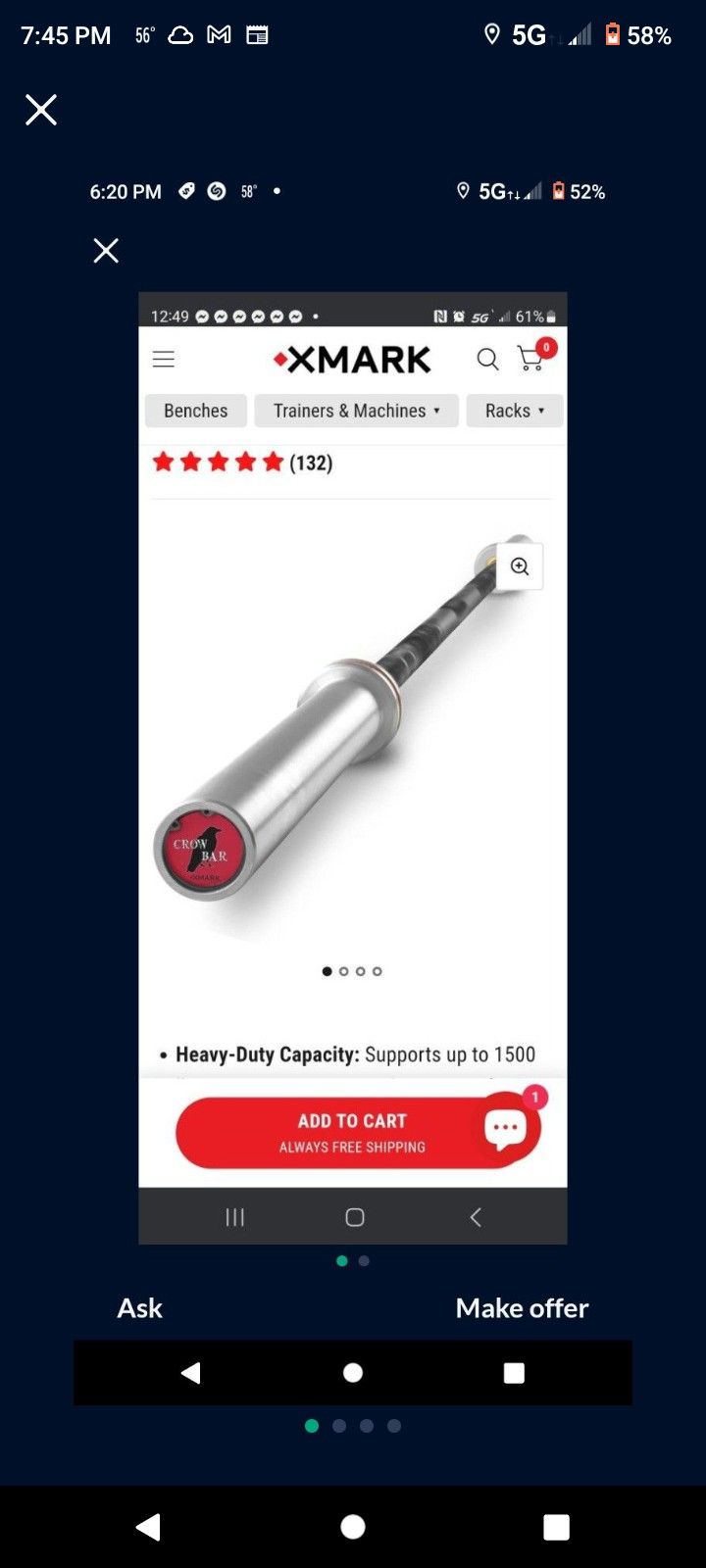 Olympic Bar Sale 150$