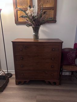 Antique Cherry Wood Chest with Four Drawers