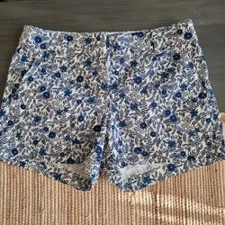 J Crew Floral Blue & White Women’s Shorts Sz 0