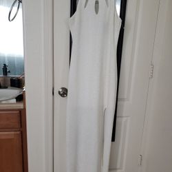 Long Dress White With Gold Size M