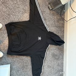 Balenciaga / Adidas Originals Black Hoodie – Men’s Heavy Weight Pullover, 3-Stripe Logo , Size M