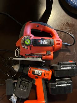 BLACK+DECKER Power Tool Lot - Corded Jigsaw & Cordless Drill Kit