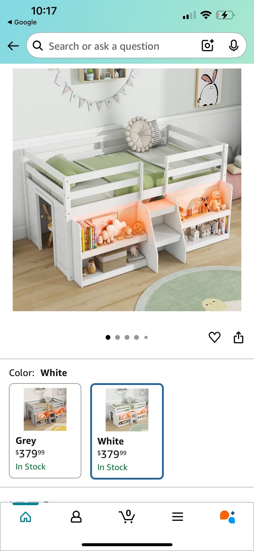 Twin Size Loft Bed with Storage Shelves