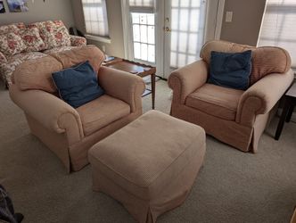 2 Very Comfy Red Checkered Lexington Sofas