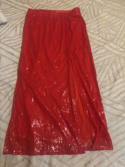 Sequeins Sparkly Red-Slit Skirt