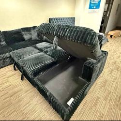 NEW SECTIONAL SOFA PULLOUT SLEEPER WITH STORAGE CHAISE AND FREE DELIVERY PAY ON ARRIVAL