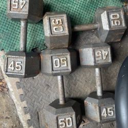 PAIRS  OF  45s  &  50s  DUMBBELL EXERCISE WEIGHTS 
(will sell separately)