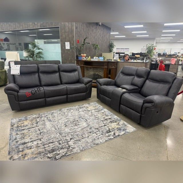 Leather 2 Piece Reclining Sofa And Loveseat Set - Limited Time Offer