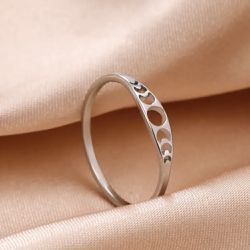 Stainless Steel Moon Phase Ring Size 7