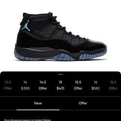 Jordan Retro 11 Gamma Early 9.5-15