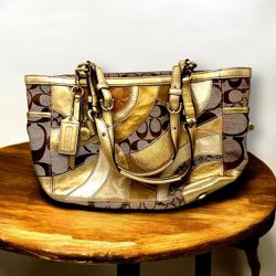 Coach Gold Metallic Mosaic Patchwork Y2k Collection 