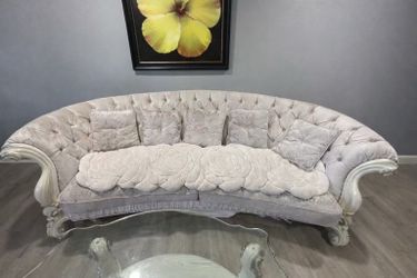 couch with glass tea table
