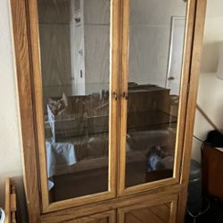 Oak China Cabinet/Hutch. 78” H x 40” W x 15” D