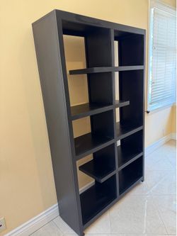 Black wooden bookshelf ( from Scandinavian designs furniture ) 43x13 H71”