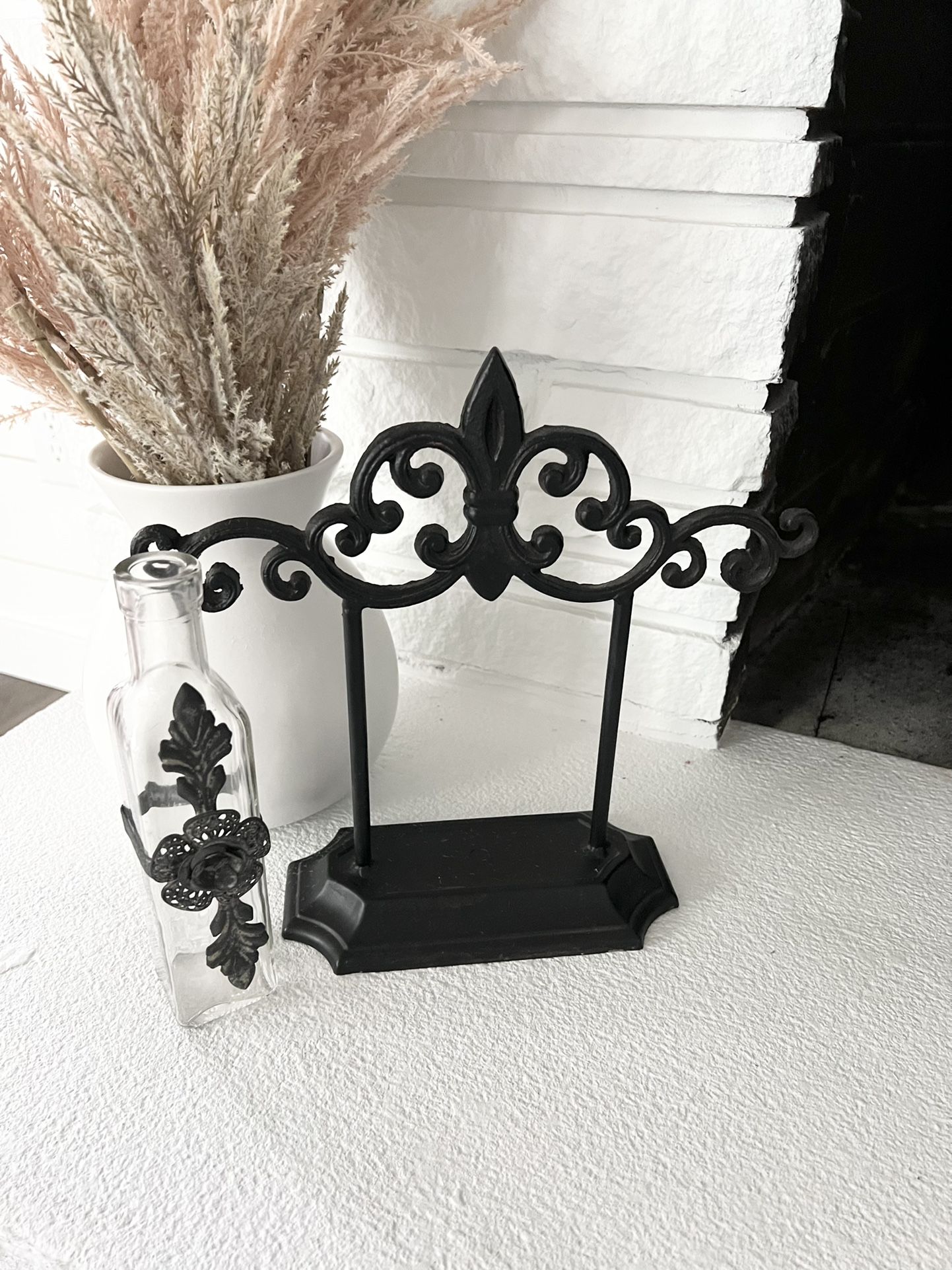 Glass Decorative Vase With Metal Flower