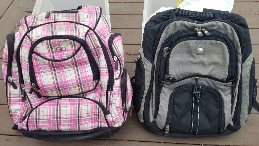 Igio Pink Plaid Street Tech Backpack & Dell Computer Laptop Bag Back Pack