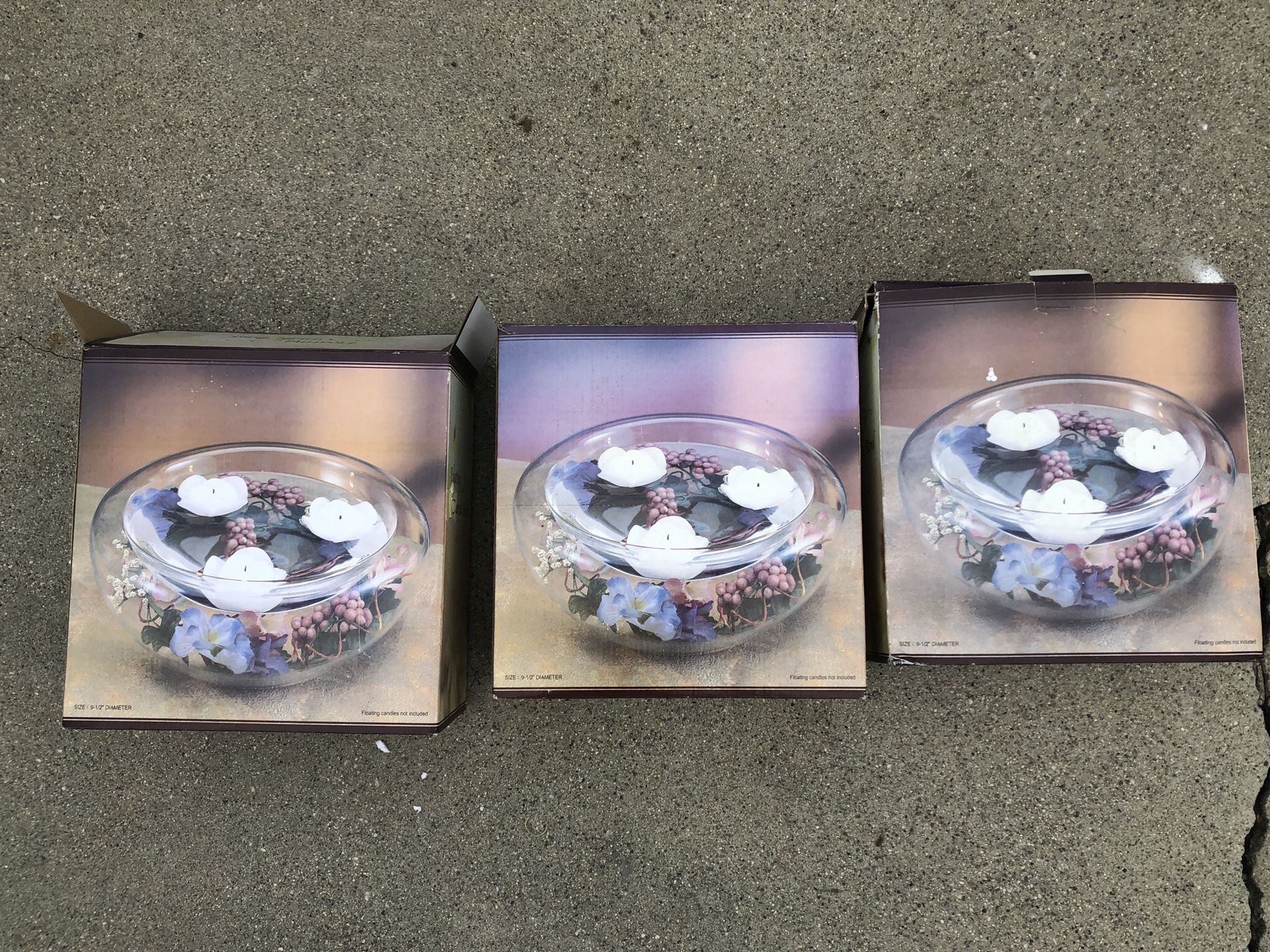 Set of 3 floating candle bowl