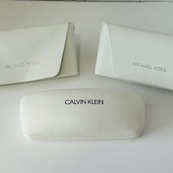 2 Michael Kors White Sunglasses Case Button Hard Case w/Cleaning Cloth & Booklet