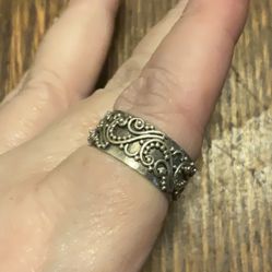 Bali Style Beaded Band Ring Size 8 