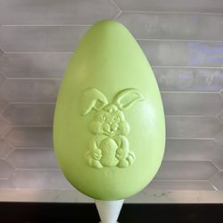 1998 vintage Grand Venture Blow Mold Easter Egg large 14" with Embossed Bunny Rabbit Decor green  