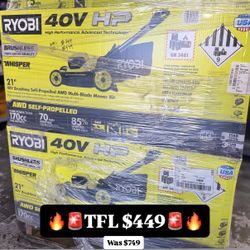 RYOBY 21" 40V Brushless Self-Propelled AWD Multi-Blade Mower Kit