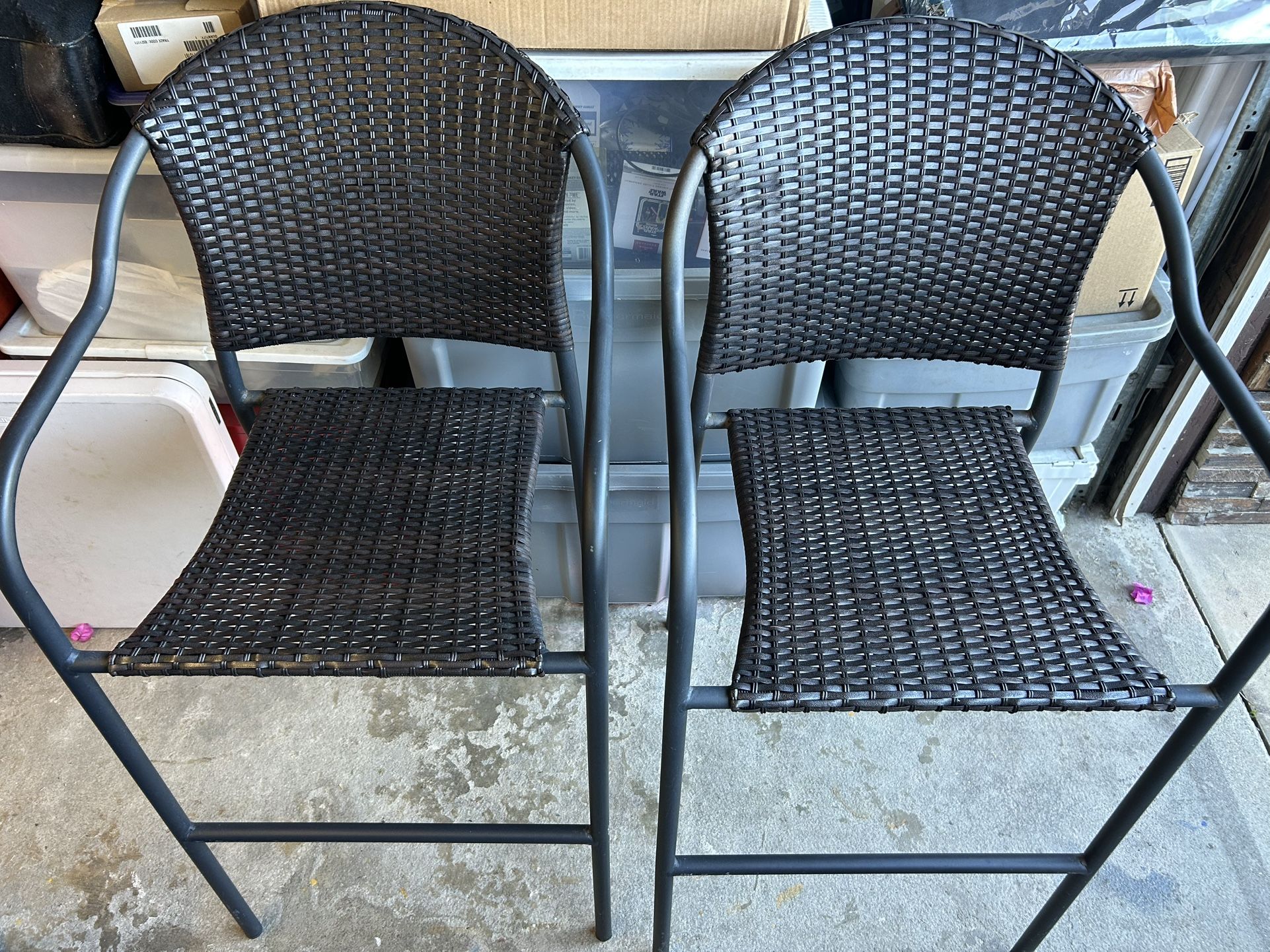 Wicker Bar Stools Stackable -set Of 2-like new