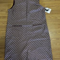 Jaclyn Smith Dress Sleeveless Burgundy Beige Size 14