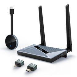 Wireless HDMI Transmitter and Receiver with Wireless HDMI Converter Dongle Adapter, Plug and Play Support 2.4/5GHz 4K Decoding Wireless HDMI Kit