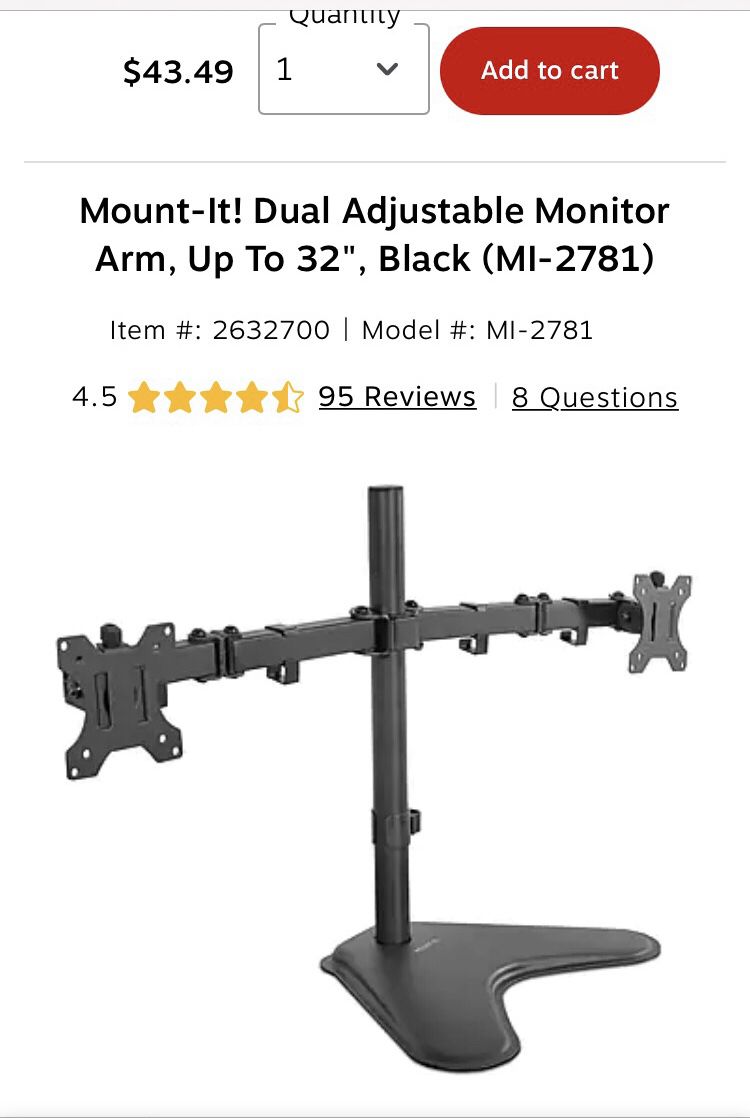 Mount-it! Dual adjustable monitor Arm