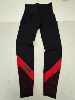 Pre Owned Excellent  Victoria’s Secret PINK  Cool & Comfy Leggings Red Black Women  Size Medium