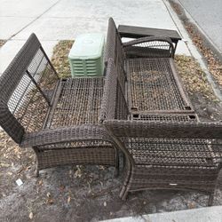 Wicker Sectional With Coffee Table 
