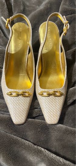 Donna Karan Slingback Heels with Gold Chain