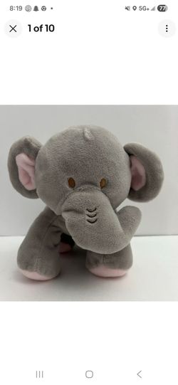 KellyToy Gray Elephant 6" Plush Rattle Crinkle Ear Baby Toy 2017 Stuffed Animal