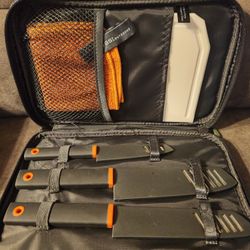 GSI Outdoors Santoku Knife Set Compact Camping Chef Kit Cutting Board Travel Case