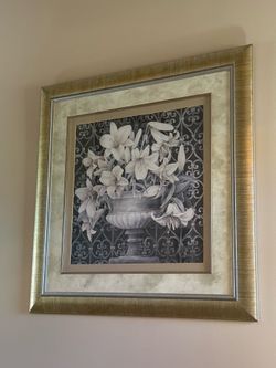 Framed Monochromatic Lily Botanical Prin