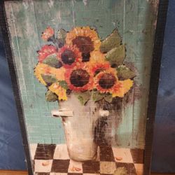 Reynolds jade sunflower Wood Art 24" x 36" x 1 1/2"