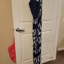 Dark Blue/White Crochet Top Maxi Dress 