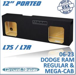 Black 12" Dual Ported Solobaric Sub Box, Fits 06-26 Dodge Ram Regular And Mega Cab