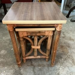 Rattan Nesting Table 