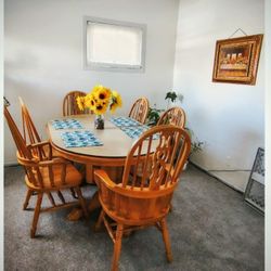 Dining Set W 6 Chairs Solid Wood.