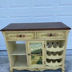 Vintage Buffet Table Cabinet And Wine Holder 