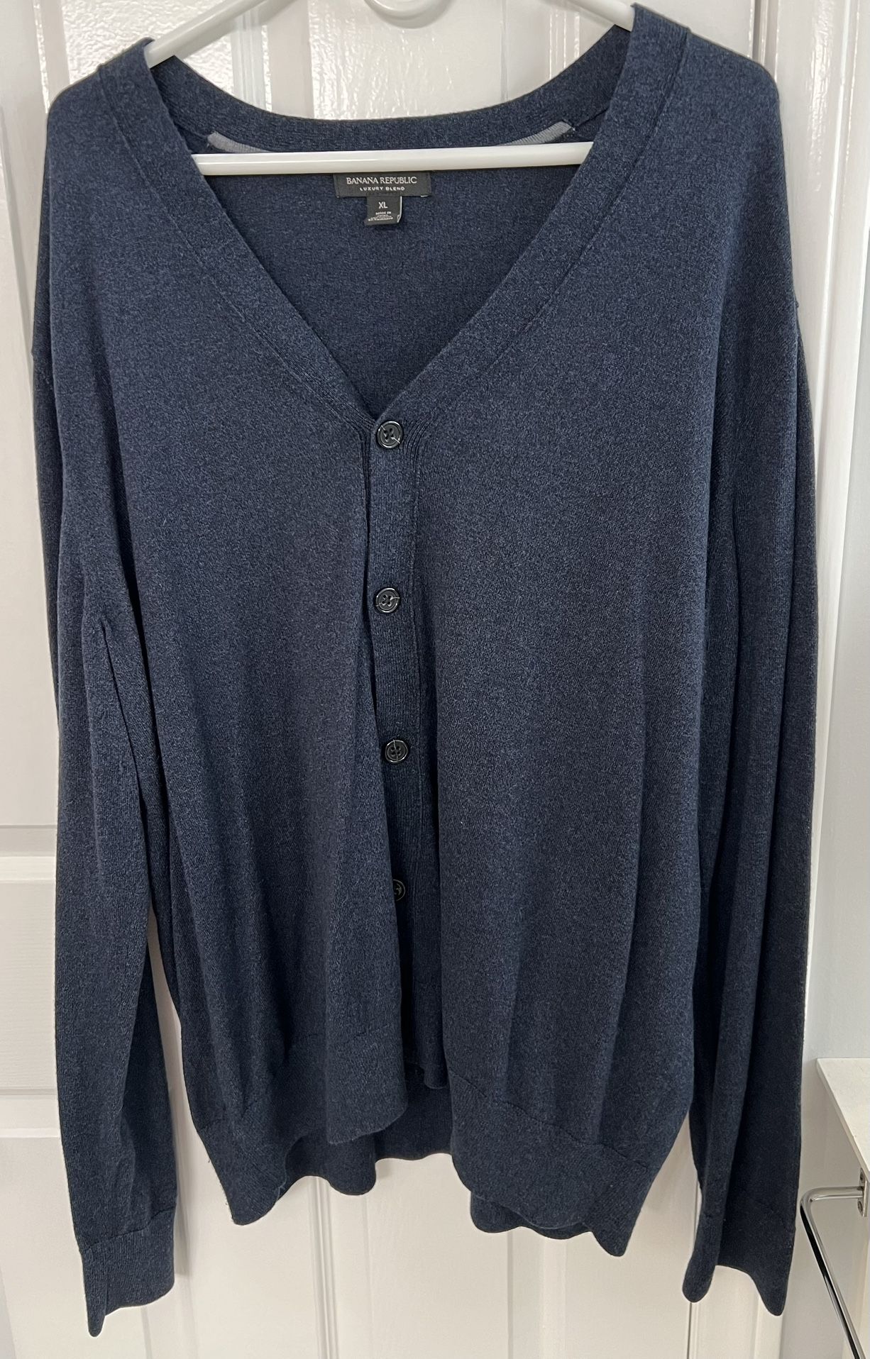 Banana Republic Men’s Luxury Blend Blue Cardigan Sweater